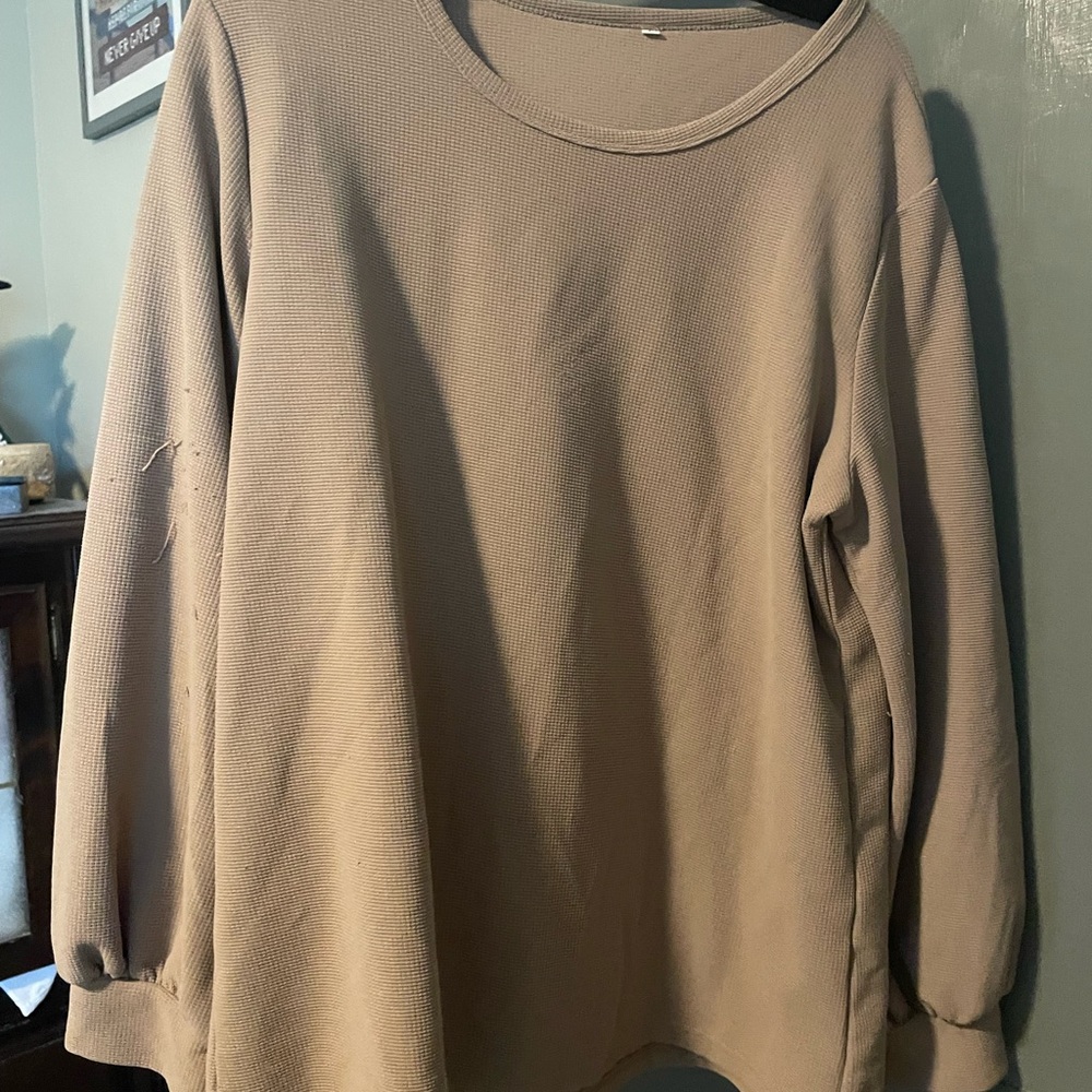 Casual Tan Long Sleeve Top
